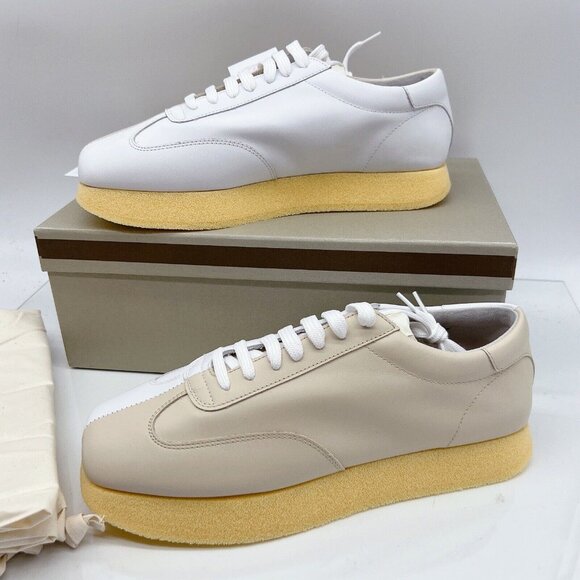 MARNI Split Color Crepe Gat Two-Toned Leather Sneakers Ivory/ White Womens EU 39 - Picture 4 of 16